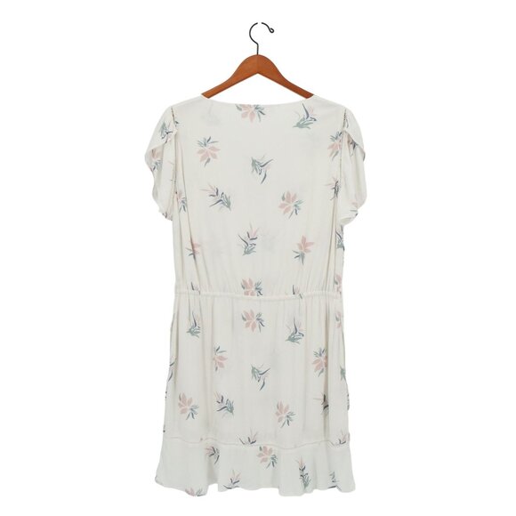 Faherty White Lotus Blossom Floral V-Neck Phoenix Dress L - Picture 9 of 9